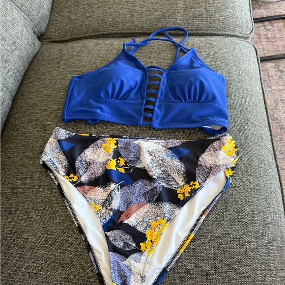 Cupshe Swim Cupshe Blue And Yellow Bikini Set Poshmark